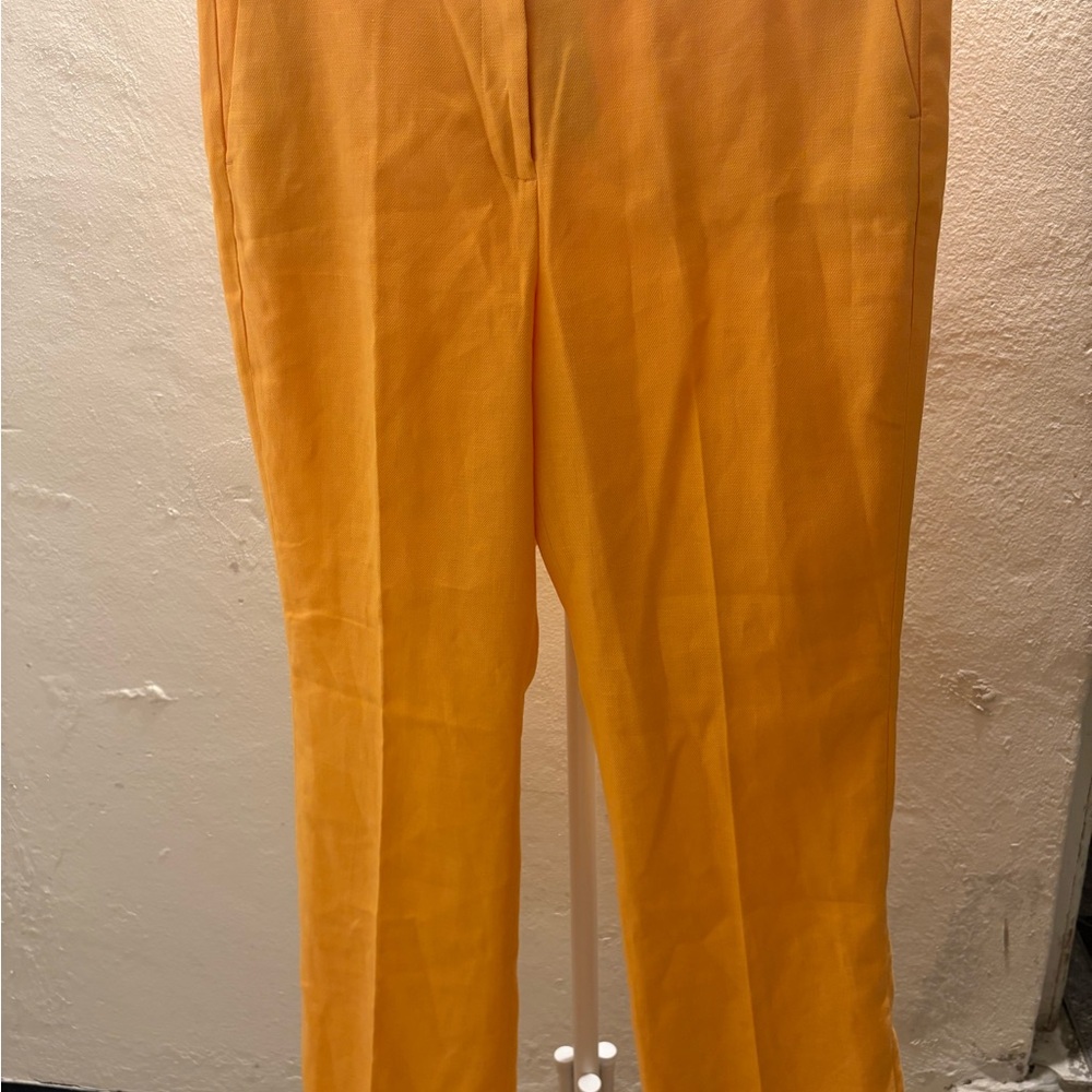 Women Orange Pencil Pants with pockets.